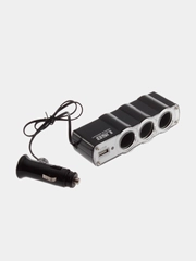 Разветвитель на 3 прикуривателя (1USB, 1A) WF-0120