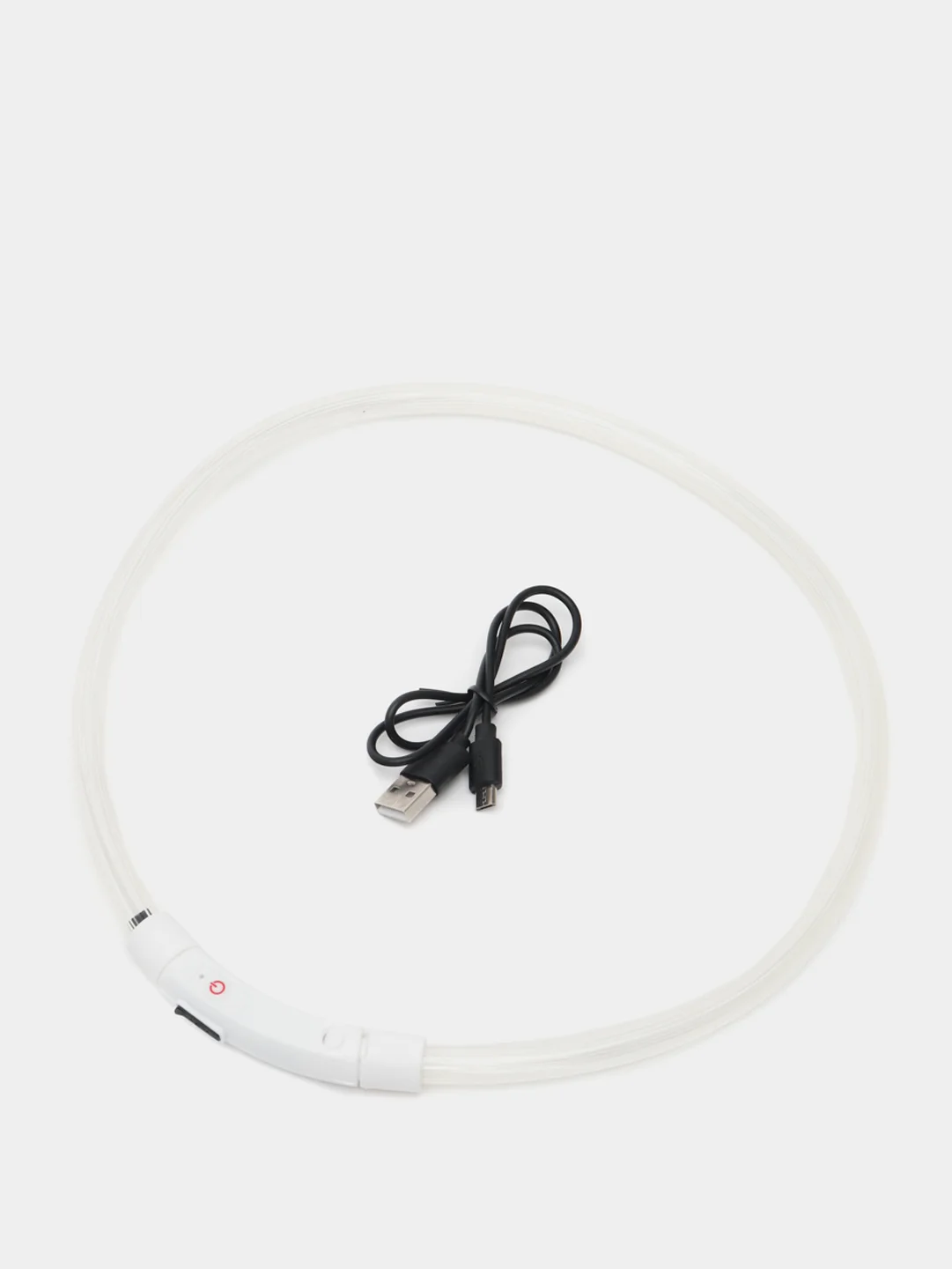 Белый светящийся LED ошейник силиконовый для собак, на USB зарядке