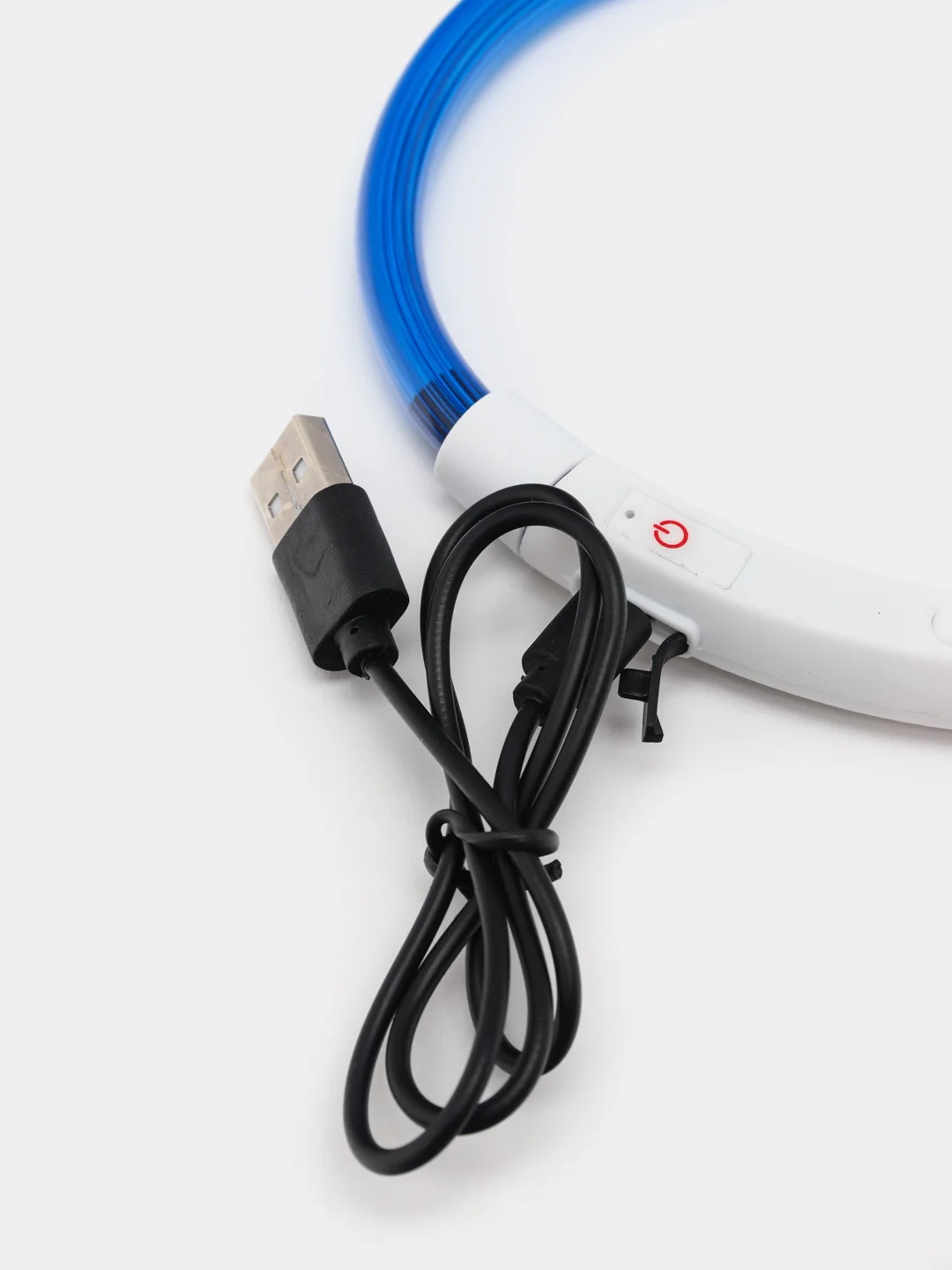 Белый светящийся LED ошейник силиконовый для собак, на USB зарядке