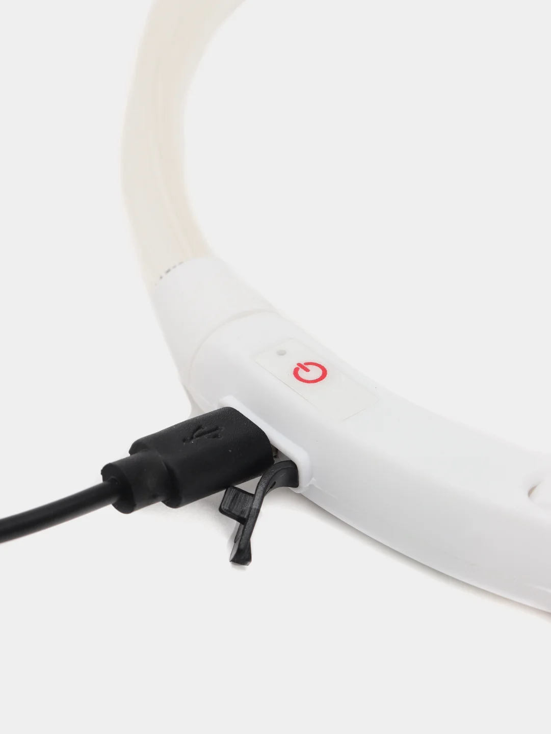 Белый светящийся LED ошейник силиконовый для собак, на USB зарядке