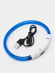 Белый светящийся LED ошейник силиконовый для собак, на USB зарядке