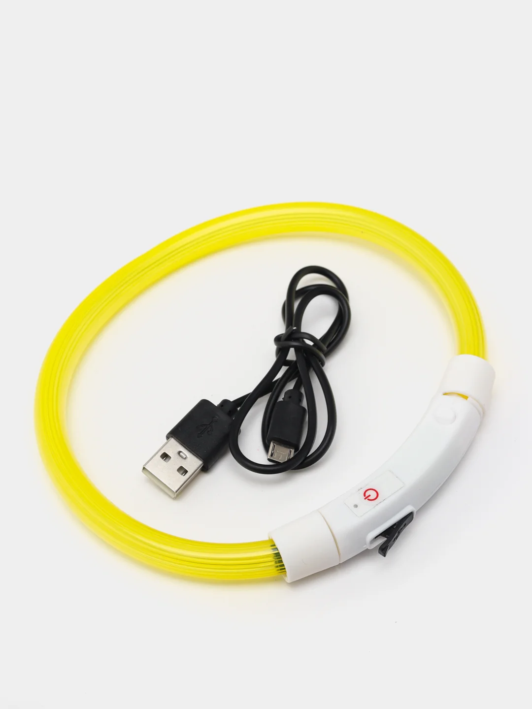 Белый светящийся LED ошейник силиконовый для собак, на USB зарядке