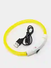 Белый светящийся LED ошейник силиконовый для собак, на USB зарядке