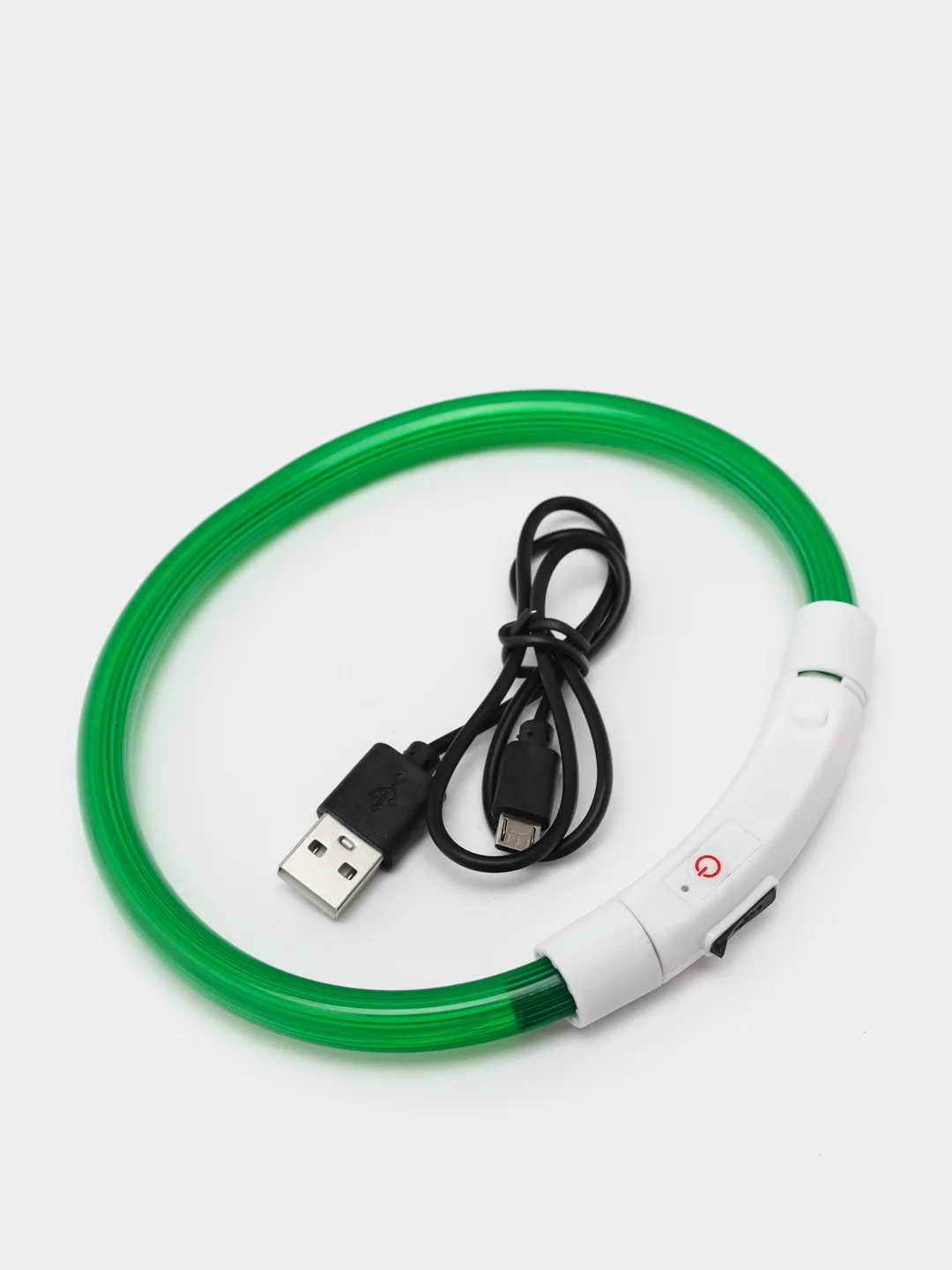Белый светящийся LED ошейник силиконовый для собак, на USB зарядке