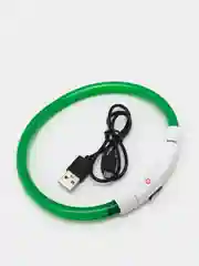 Белый светящийся LED ошейник силиконовый для собак, на USB зарядке