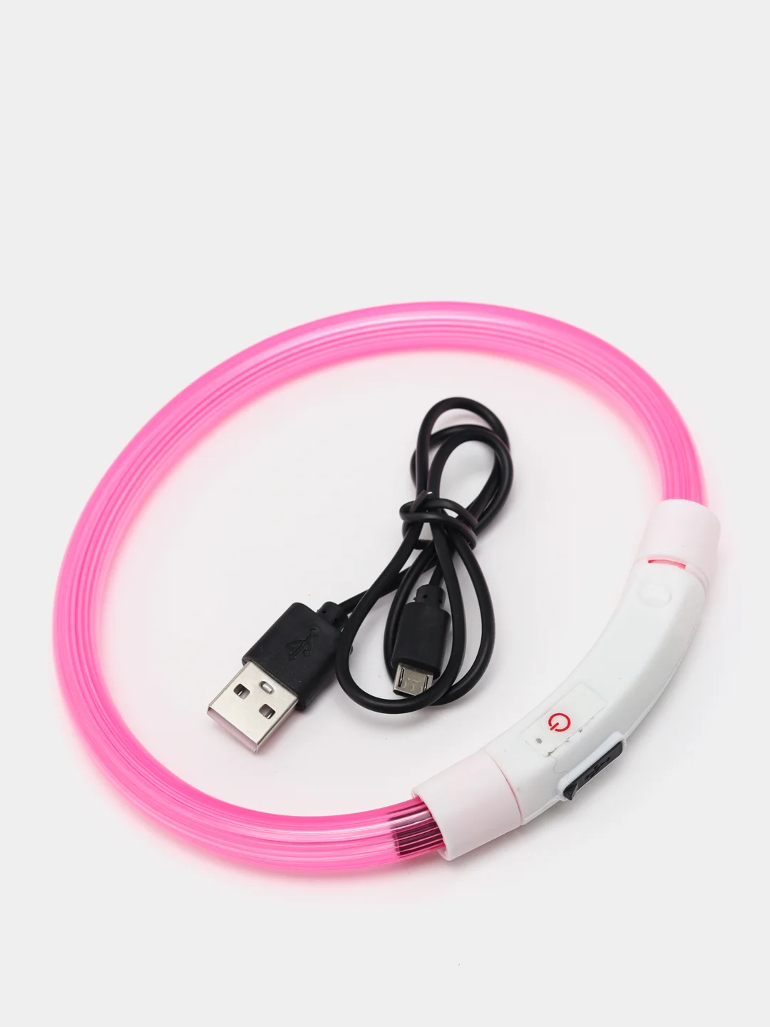Белый светящийся LED ошейник силиконовый для собак, на USB зарядке
