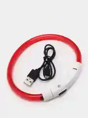 Белый светящийся LED ошейник силиконовый для собак, на USB зарядке