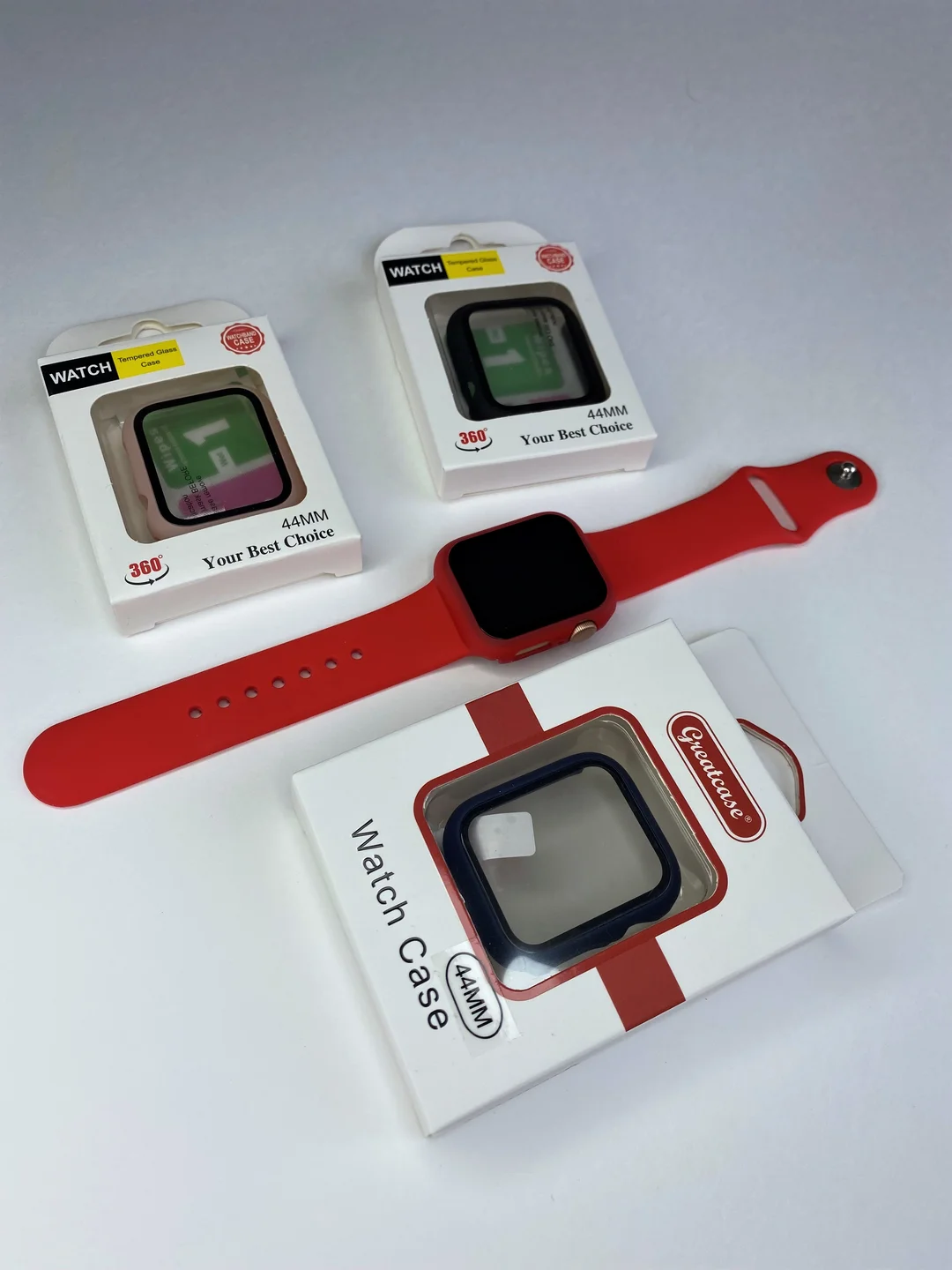 Бампер накладка чехол на корпус часов со стеклом Apple Watch (Эпл вотч) 44 mm 7 цветов