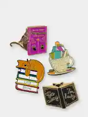 Бежевый пин "Animals and books", значок брошь, аксессуар украшение на одежду, pkt