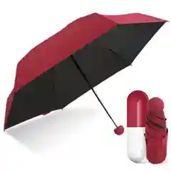 Багровый карманный зонт в футляре ( капсуле )