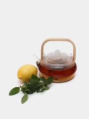 Чайник заварочный стеклянный  с бамбуковой ручкой