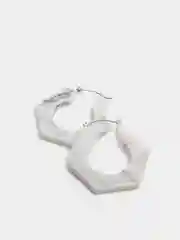 Белый серьги круглые под мрамор, две формы шестигранник и круг Lenora