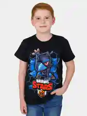 Футболка подростковая черная с принтом "Brawl Stars" (Бравл старс)