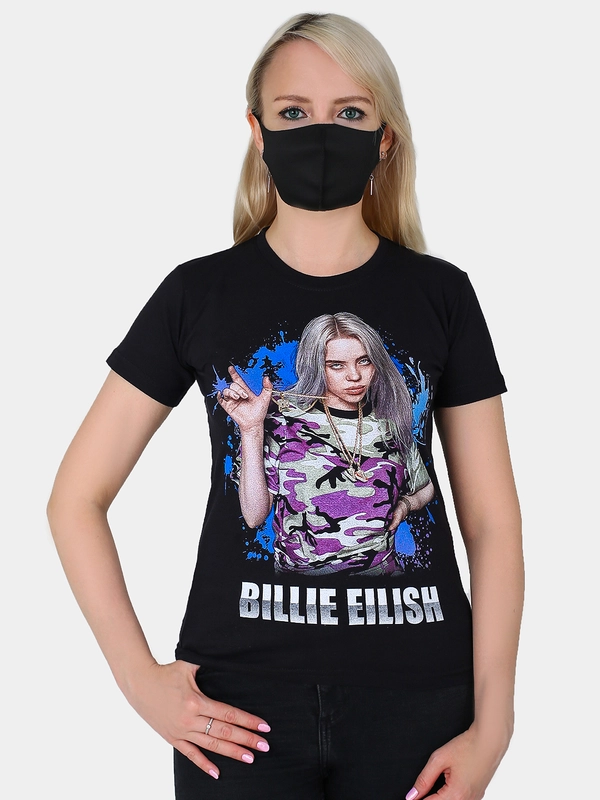 Футболка подростковая черная с принтом "Билли Айлиш / Billie Eilish"