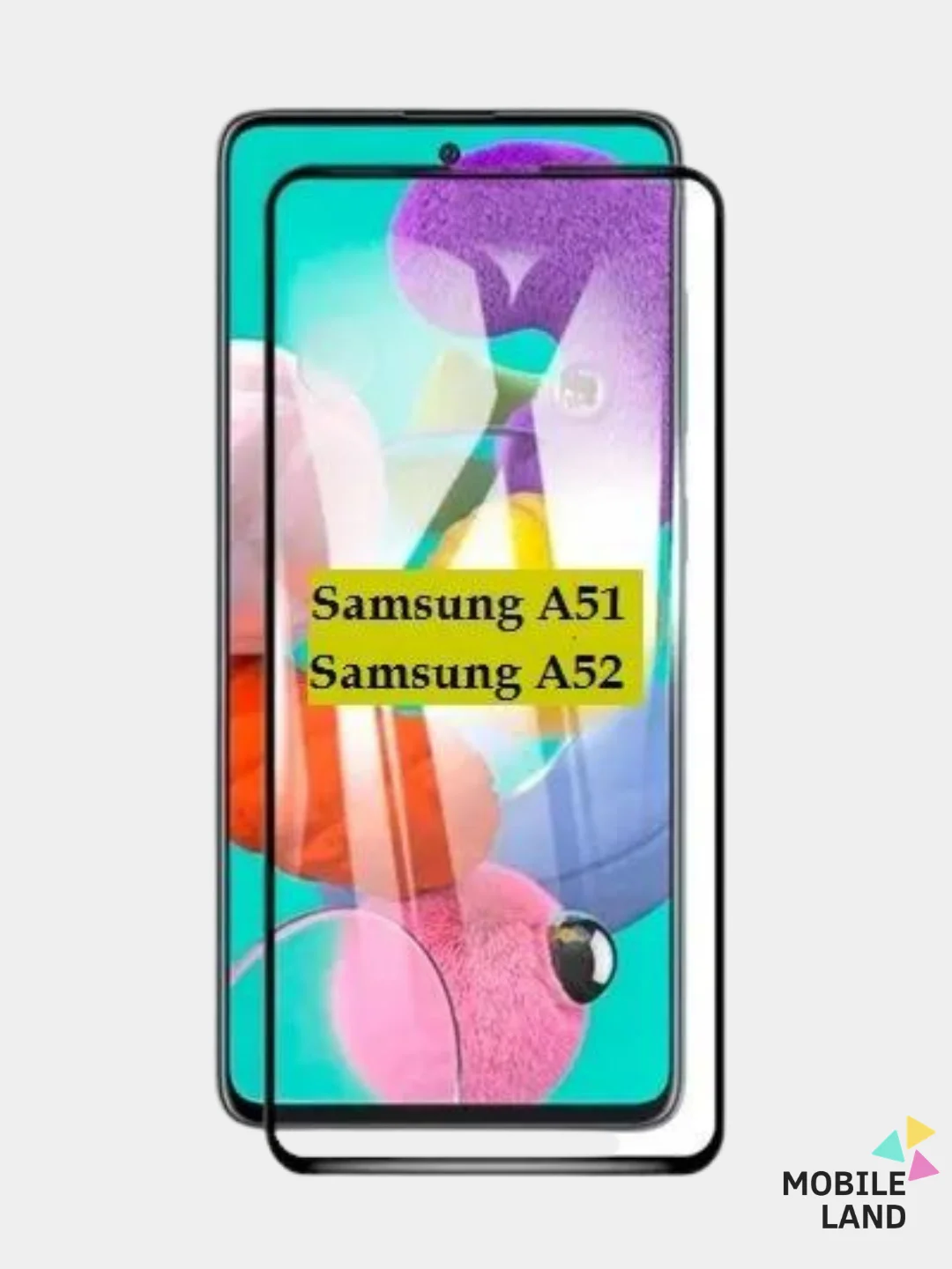 Защитное стекло 9D для Samsung Galaxy A51 / A52 с черной рамкой