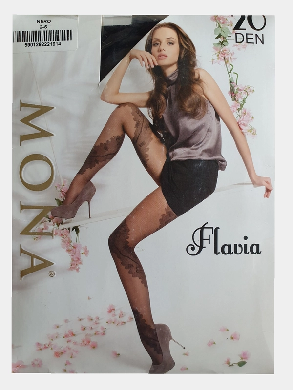 Колготки тюлевые с рисунком спиралью по ноге, Mona Flavia 20 den