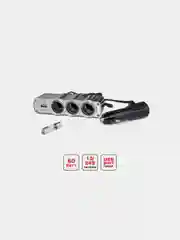 Разветвитель прикуривателя 12/24V (на 3 выхода + USB) AVS