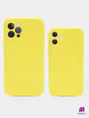Желтый чехол Silicon Case iPhone 11/12/12PRO MAX с защитой камеры с бархатной подкладкой БЕЗ LOGO