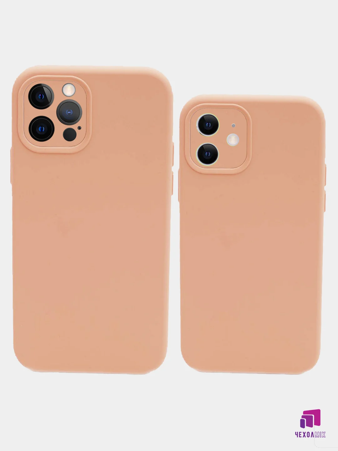 Коралловый меланж чехол Silicon Case iPhone 11/12/12PRO MAX с защитой камеры с бархатной подкладкой БЕЗ LOGO