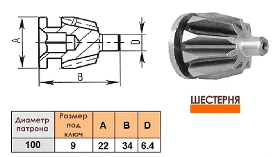Шестерня к токарному 3-х кулачковому патрону, 100 мм