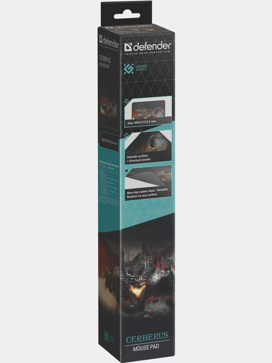 Черный игровой коврик для мыши Defender Cerberus XXL 400x355x3 мм, ткань + резина
