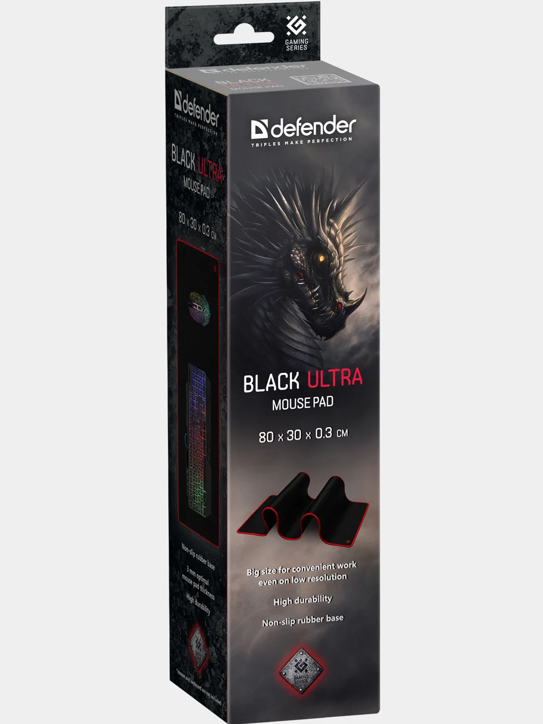 Игровой коврик для мыши Defender Black XL 800х300х3мм, ткань + резина