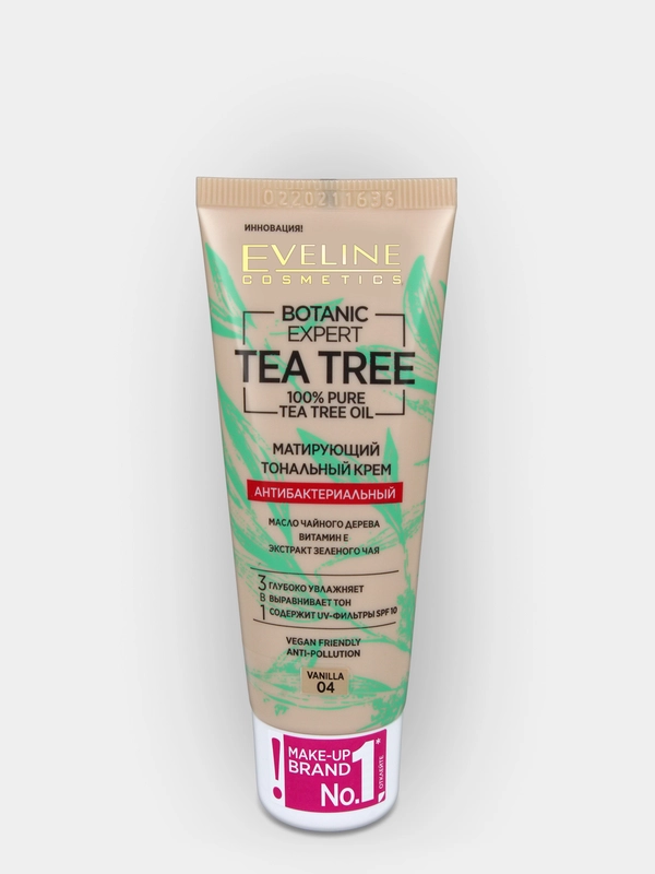 Eveline Cosmetics TEA TREE Тональный крем Матирующий Антибакт. 3в1 - 04 ваниль, 30 мл