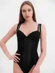 Черный утягивающий фитнес корсет