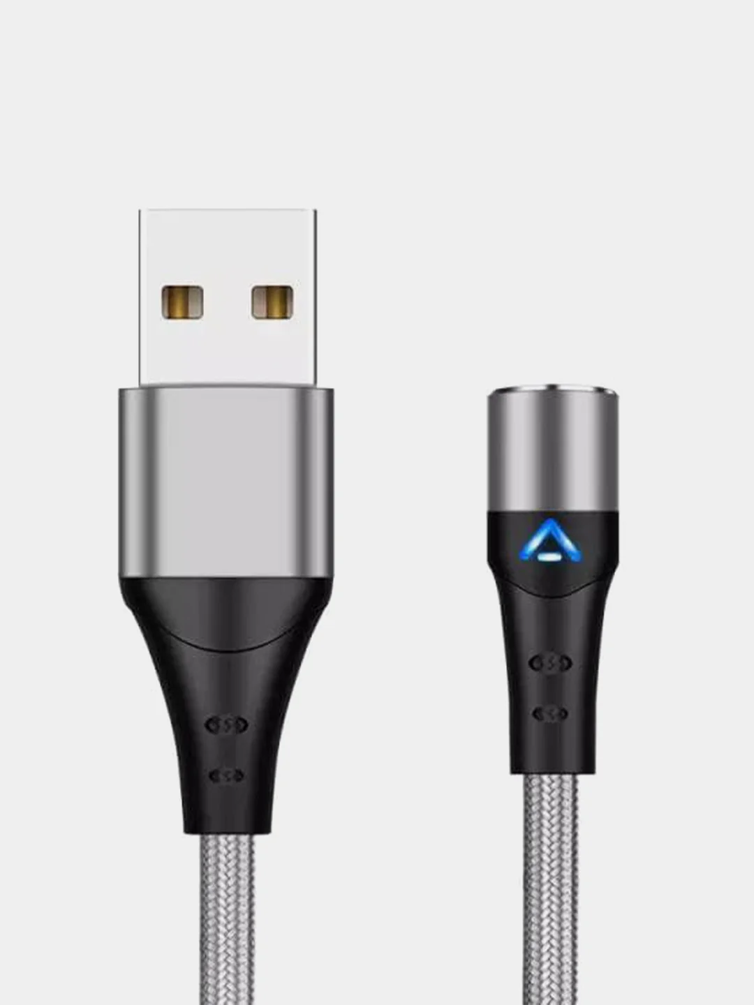 Серебряный кабель магнитный Quick Charge 5.0 Ампер+ магнитный коннектор для зарядки и передачи данных