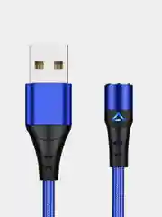 Синий кабель магнитный Quick Charge 5.0 Ампер+ магнитный коннектор для зарядки и передачи данных