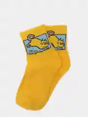 Желтый носки женские яркие с рисунком кот, собачки