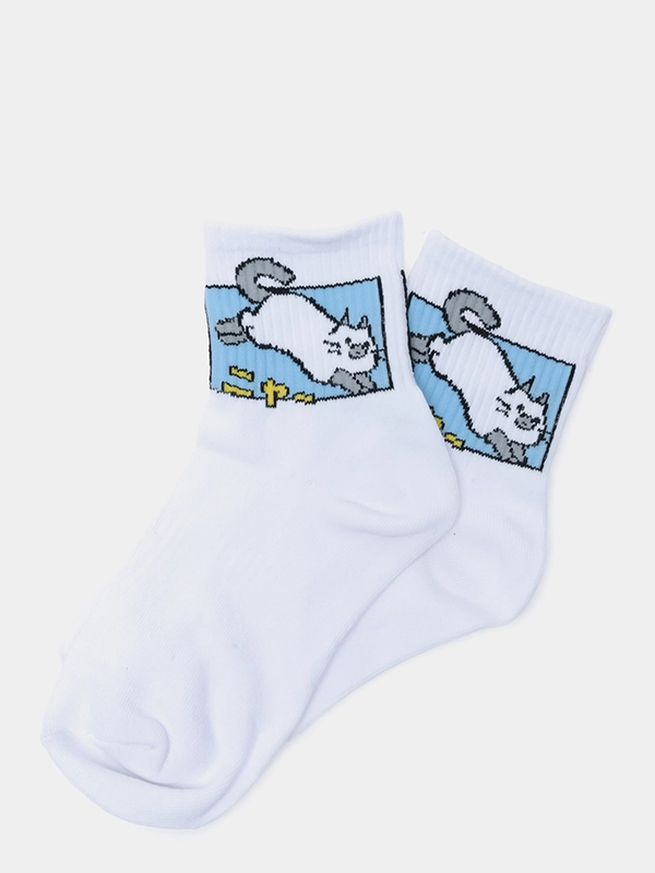 Носки женские яркие с рисунком кот, собачки