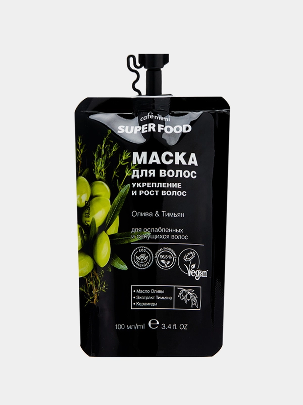Маска для волос укрепление и рост Cafe Mimi, Олива и Тимьян, 100 мл