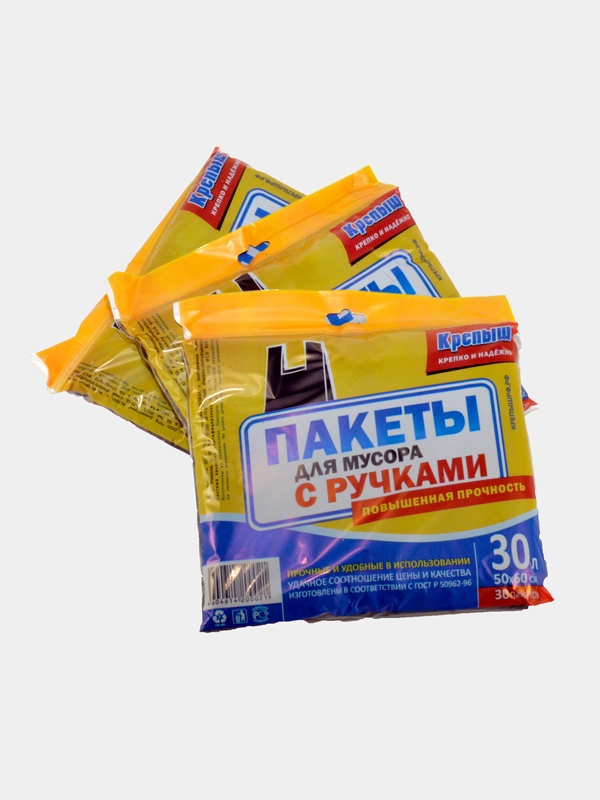 Пакеты для мусора с ручками "Крепыш" 30л. и 60л.