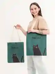 Сумка шоппер с принтом "Catch me"/"Черный кот"