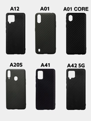 Карбоновый силиконовый чехол для Samsung A01, A01 CORE, A12, A20S, A41, A42 5G