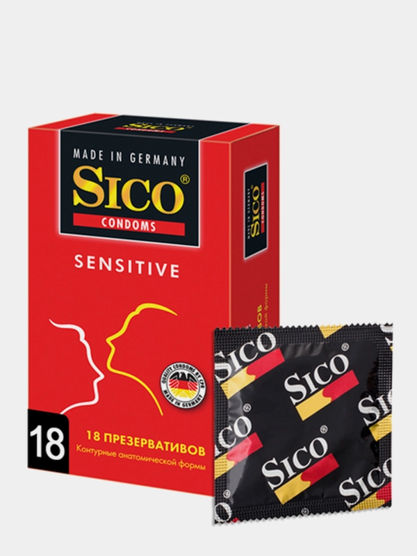 Презервативы SICO Sensitive контурные, анатомической формы, 18 штук