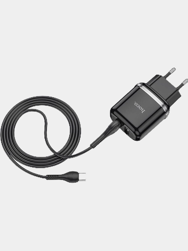 Сетевое зарядное устройство Hoco N4 на 2 USB, 2.4A + кабель Type-C