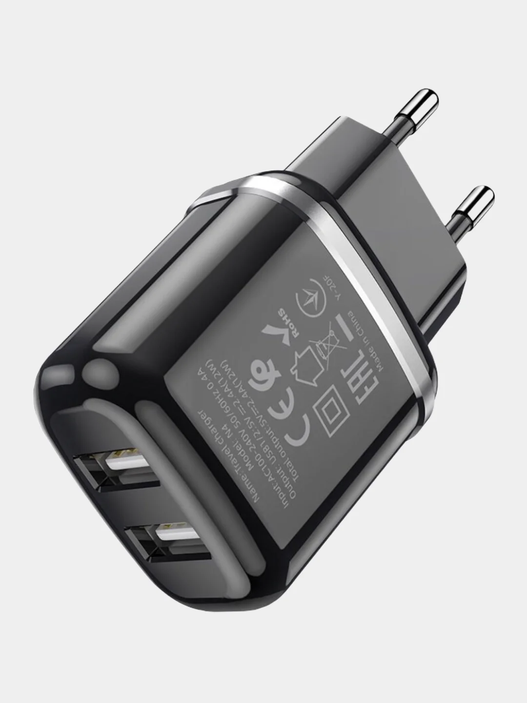 Сетевое зарядное устройство Hoco N4 на 2 USB, 2.4A + кабель Type-C