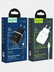Сетевое зарядное устройство Hoco N4 на 2 USB, 2.4A + кабель Type-C
