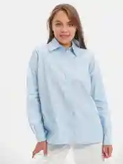Небесно-голубой рубашка женская с пуговицами сзади, 4 цвета