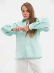 Мятный рубашка женская с рукавами-буфами 5 цветов