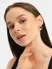 Серьги классические мини-кольцо, с вставкой из искусственного жемчуга