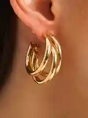 Золотой серьги-кольца, конго "Трио"