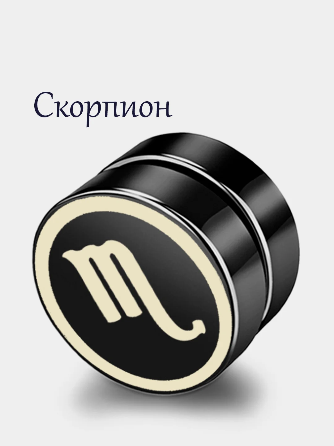 Черный серьги-клипсы "Знаки Зодиака", из титановой стали, на магните