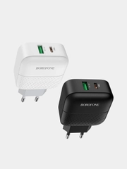 Зарядное устройство Borofone BA46A USB + Type-C PD (быстрая зарядка 3.0, 3A, 18W)