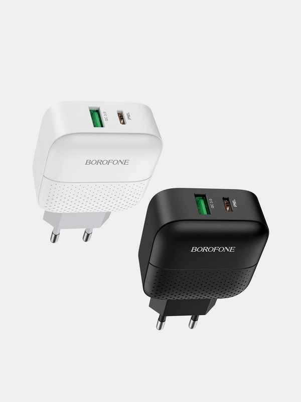 Зарядное устройство Borofone BA46A USB + Type-C PD (быстрая зарядка 3.0, 3A, 18W)