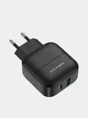 Черный зарядное устройство Borofone BA46A USB + Type-C PD (быстрая зарядка 3.0, 3A, 18W)