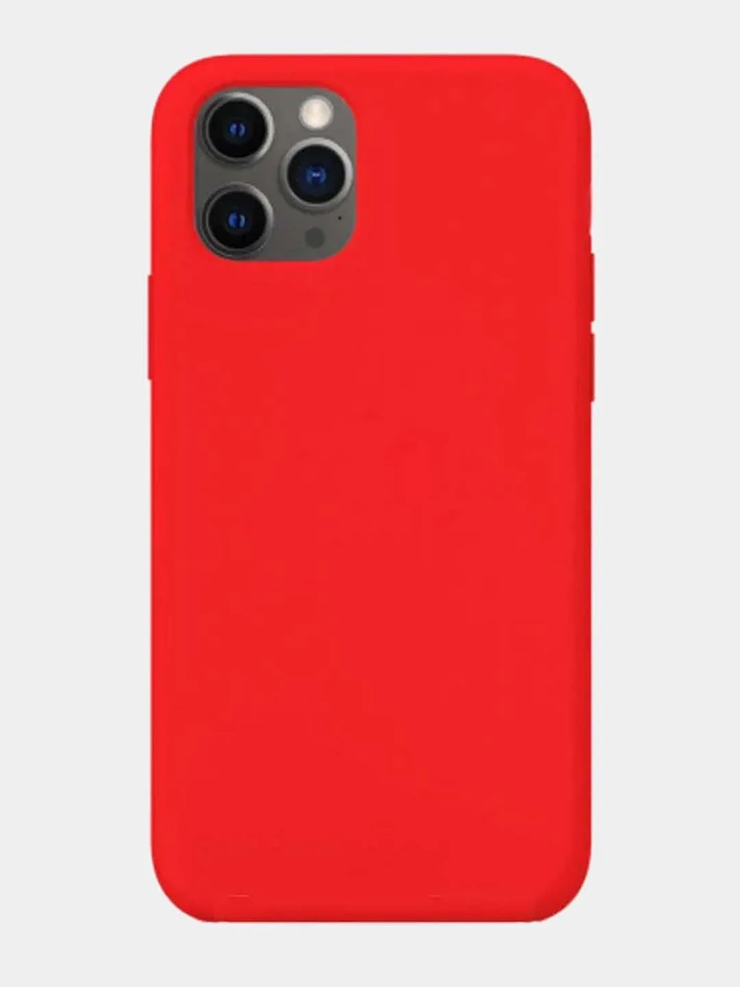 Красный чехол Silicone Case для iPhone 12 / iPhone 12 Pro (закрытый низ и микрофибра)