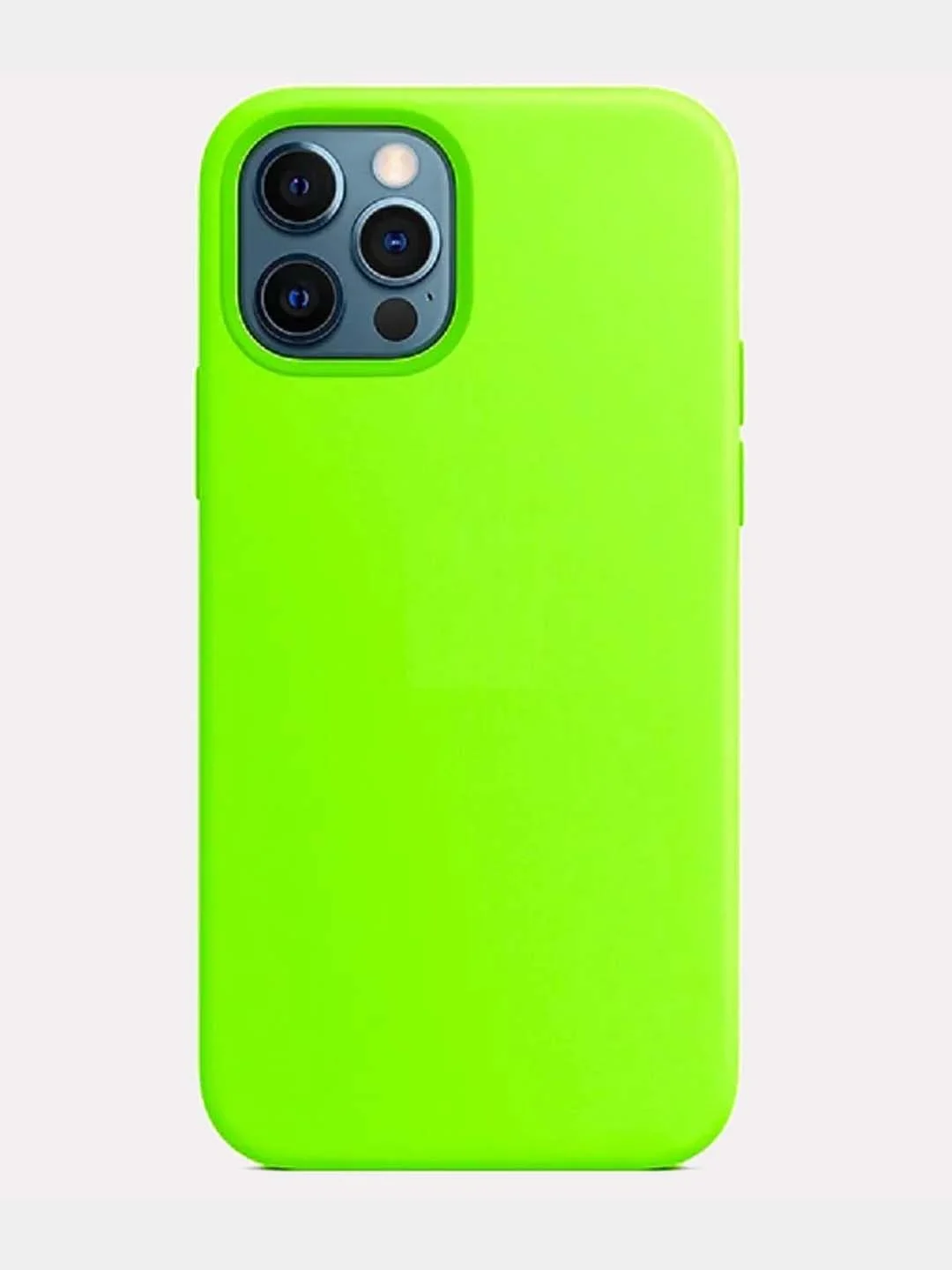 Лайм чехол Silicone Case для iPhone 12 / iPhone 12 Pro (закрытый низ и микрофибра)